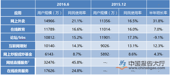 2016中国个人互联网应用发展分析 保持稳健发展 个人互联网服务